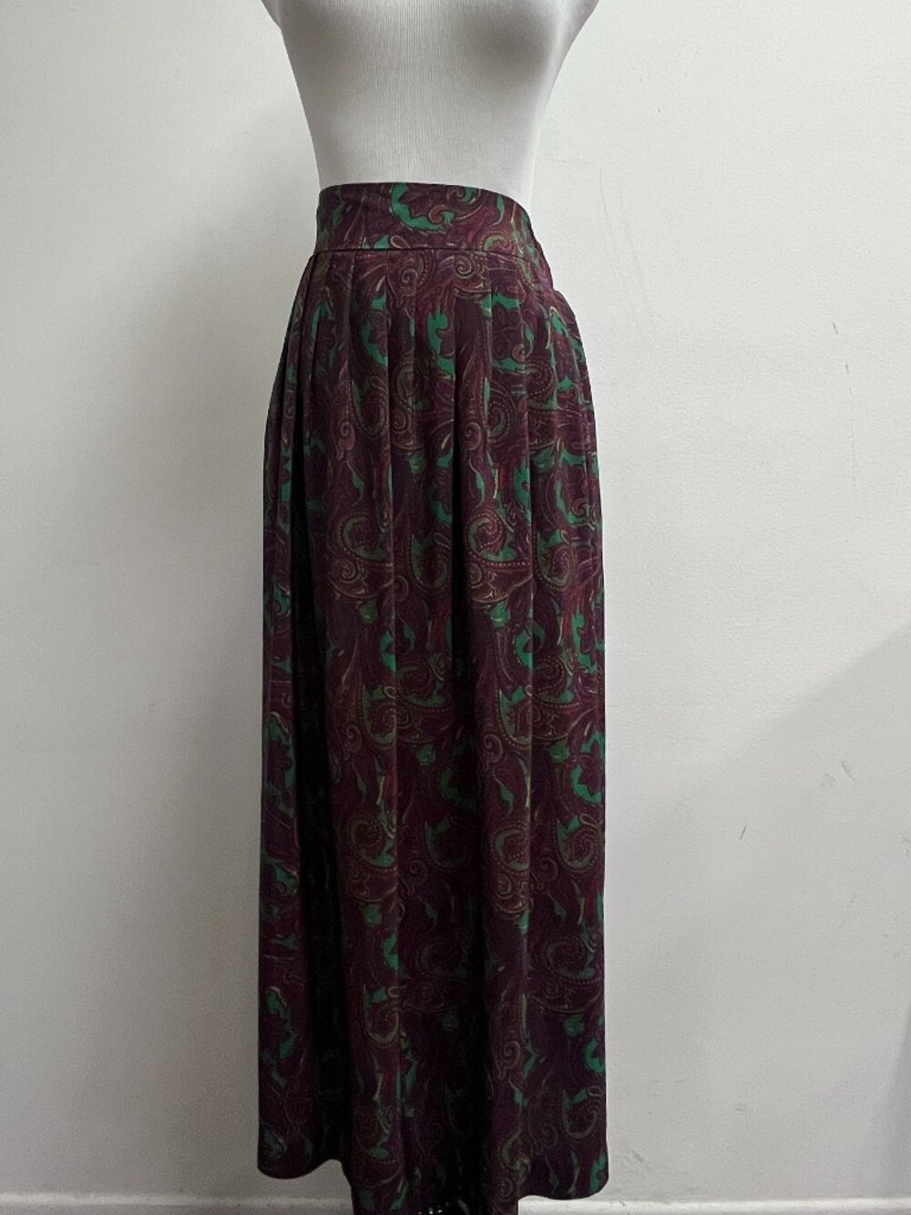 Cullinane silk maxi skirt 12 paisley floral dirndl Vintage
